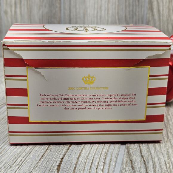 Eric Cortina Collection Santa Mug Glass‎ Ornament Holiday Christmas EC Boxed New - Picture 5 of 6